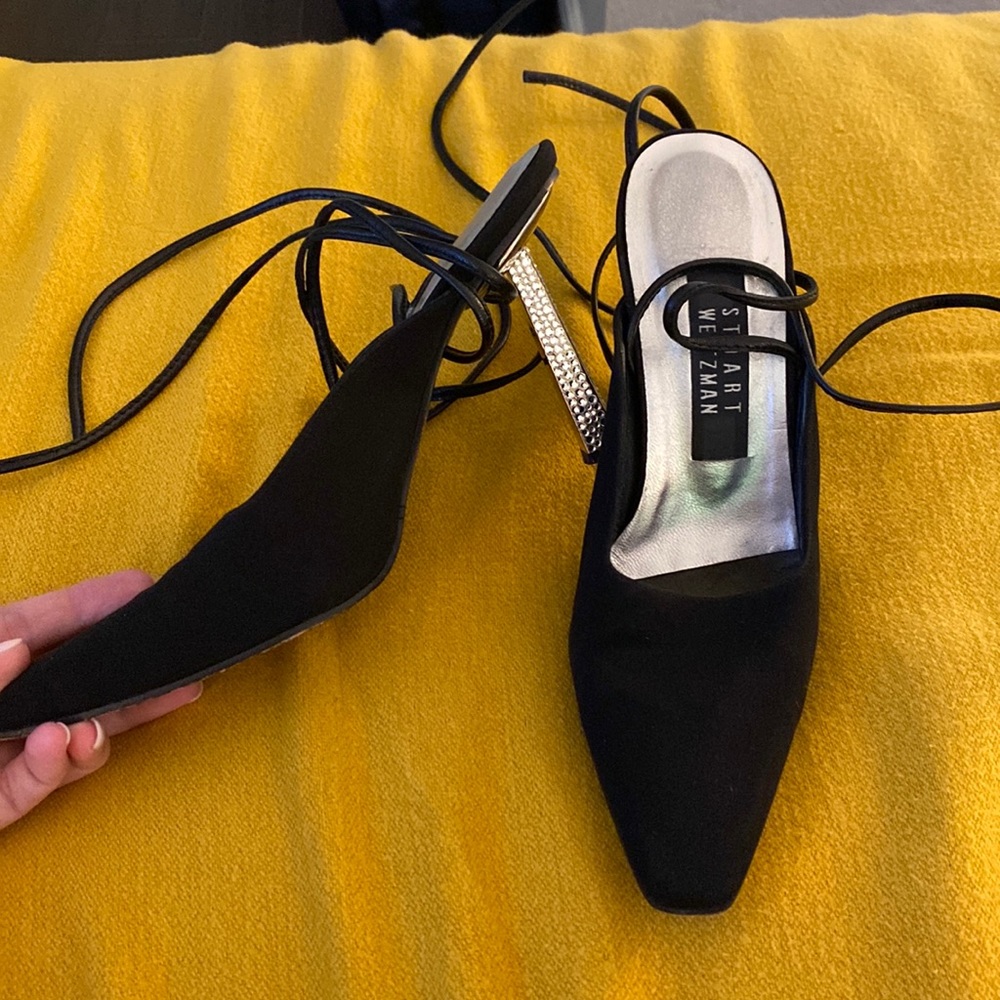 Stuart Weitzman Black Jeweled Heels